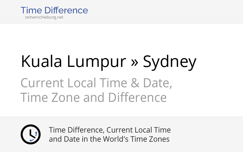 Time Difference Kuala Lumpur, Malaysia » Sydney, Australia