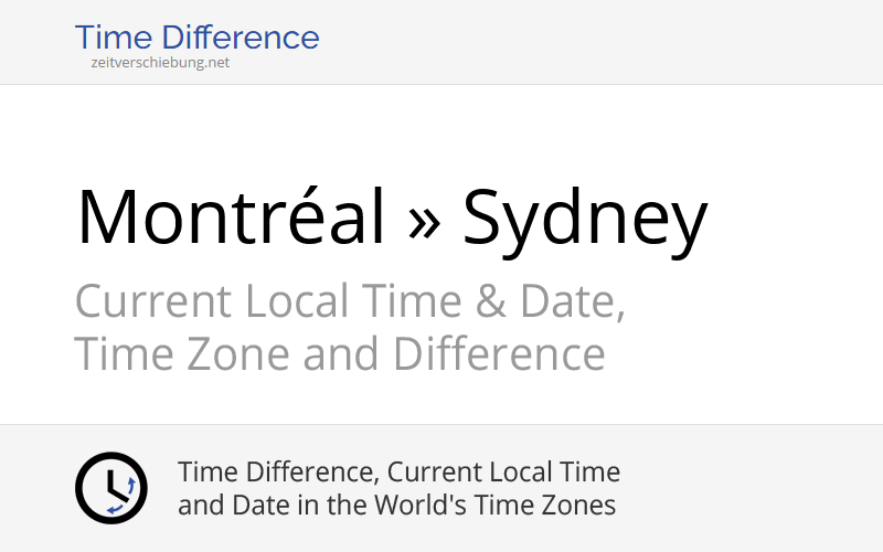 Time Difference: Montréal, Canada » Sydney, Australia