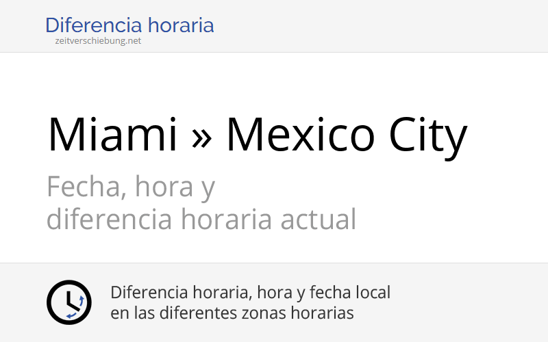 Diferencia horaria Miami, Estados Unidos (USA) » Mexico City, México