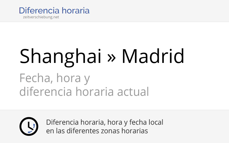 Diferencia horaria: Shanghai, China » Madrid, España