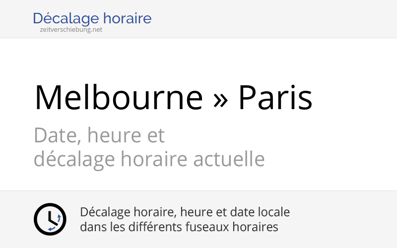 décalage horaire paris melbourne - décalage australie france